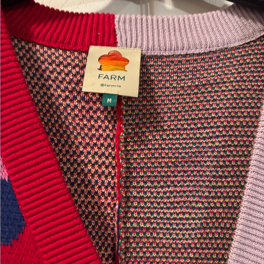 Farm Rio  Leopard Print Button-Up Cardigan Sweater - Pink Multi - Picture 5 of 6
